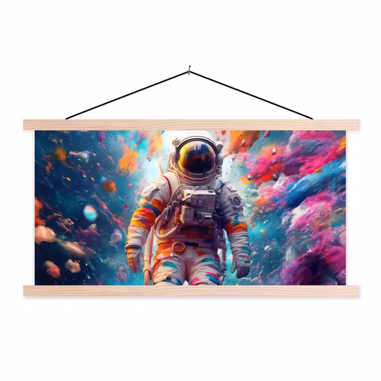 Neon - Meteoriet - Neon - Astronaut textielposter latten blank klein -3d