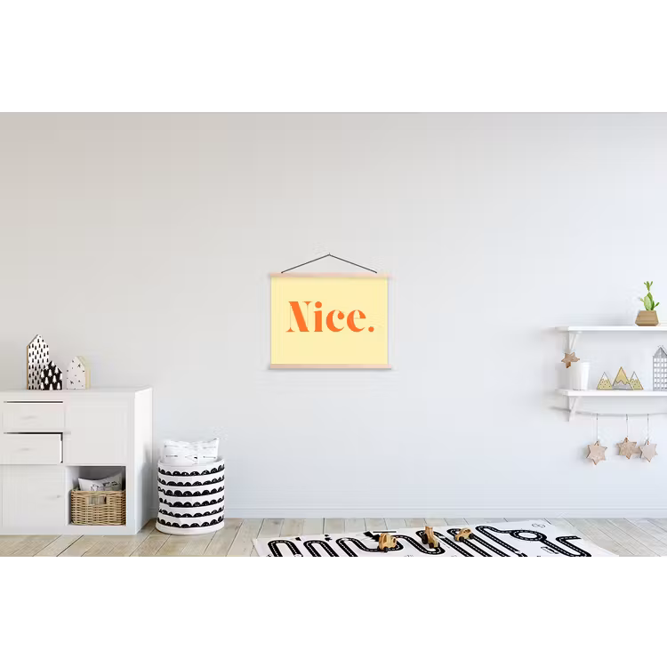 Nice - Oranje - Geel - Minimalistisch textielposter latten blank klein -kinderkamer