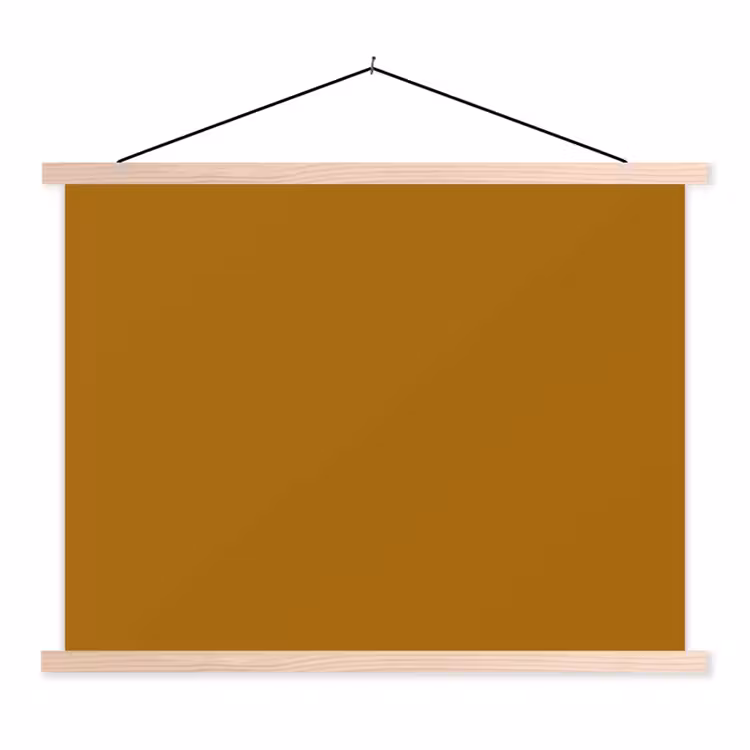 Ocre - Gold - Geel textielposter latten blank klein 122 -3d