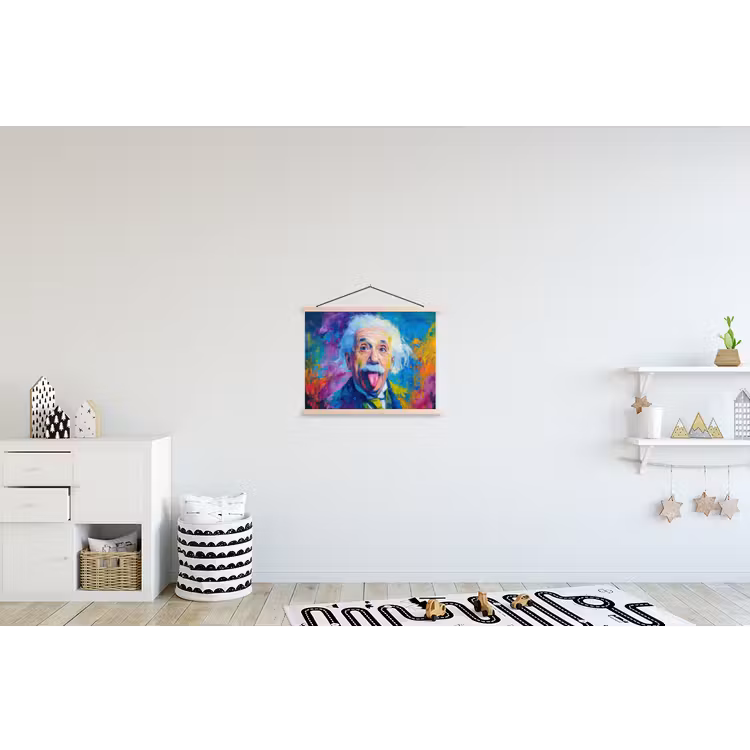 Oude man - Expressief - Kleurrijk textielposter latten blank klein -kinderkamer