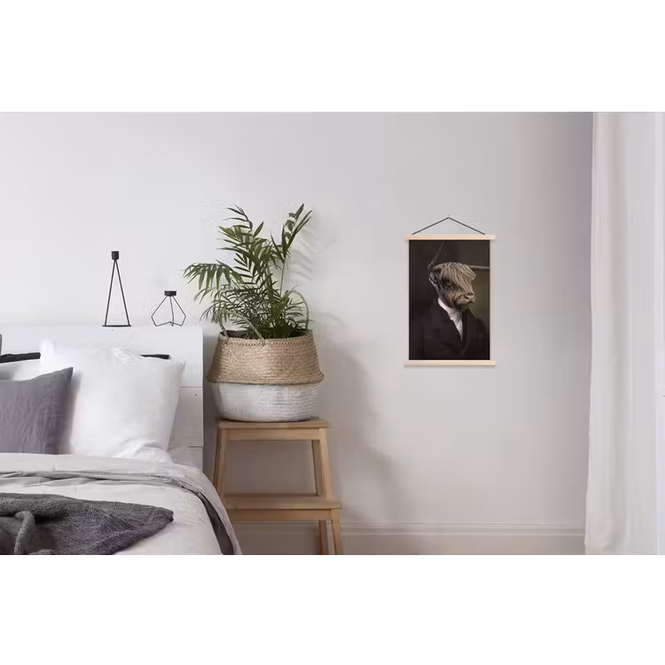 Oude Meesters - Schotse Hooglander - Dieren textielposter latten blank klein -woonkamer