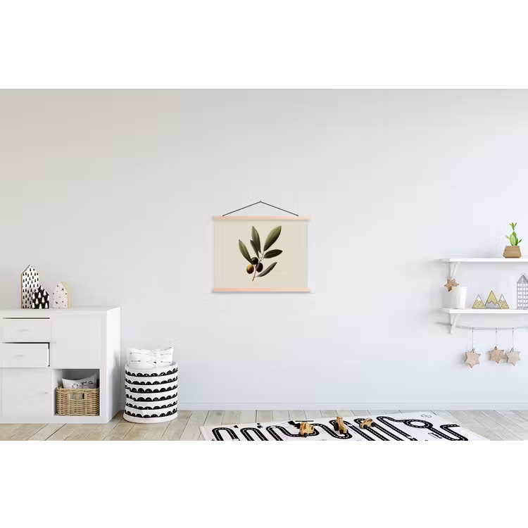 Olijftak - Donkergroen - Olijven textielposter latten blank klein -kinderkamer