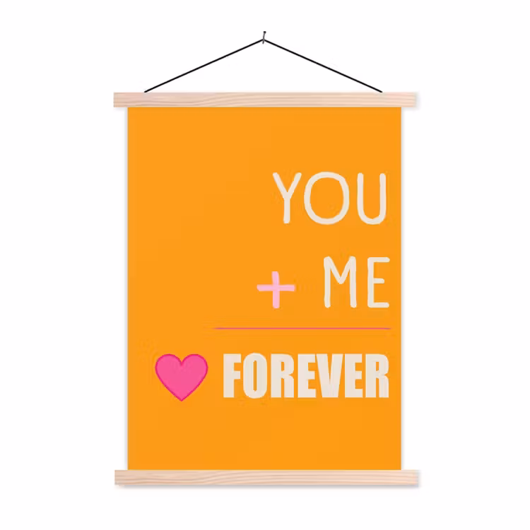 Oranje - Love - Valentijn textielposter latten blank klein -3d
