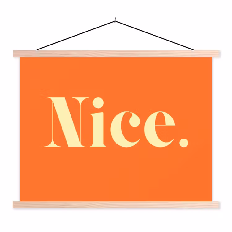 Oranje - Gebroken wit - Nice textielposter latten blank klein -3d