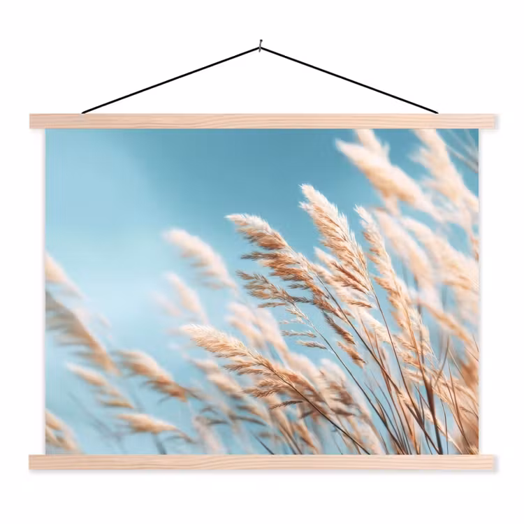 Siergras - Wind - Lichtbruin textielposter latten blank klein -3d