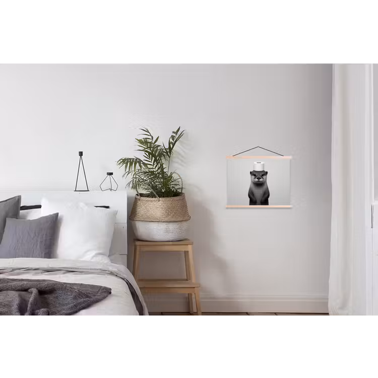 Otter - WC rol - Zwart - Wit textielposter latten blank klein -woonkamer