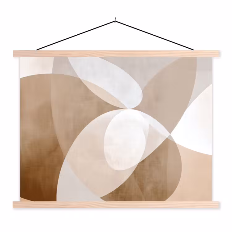 Ovale vormen - Transparant - Zachte overgang textielposter latten blank klein -3d
