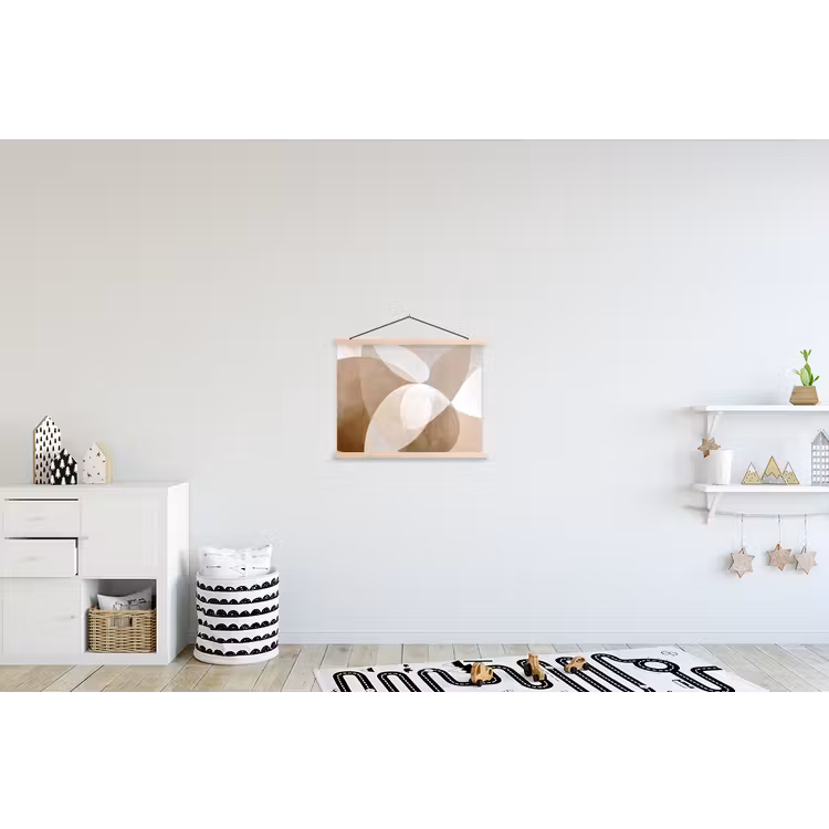 Ovale vormen - Transparant - Zachte overgang textielposter latten blank klein -kinderkamer