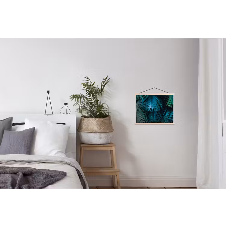 Palmblad - Tropisch - Natuur - Jungle textielposter latten blank klein -woonkamer