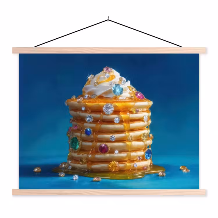 Pannenkoeken - Steentjes - Glitter - Slagroom textielposter latten blank klein -3d
