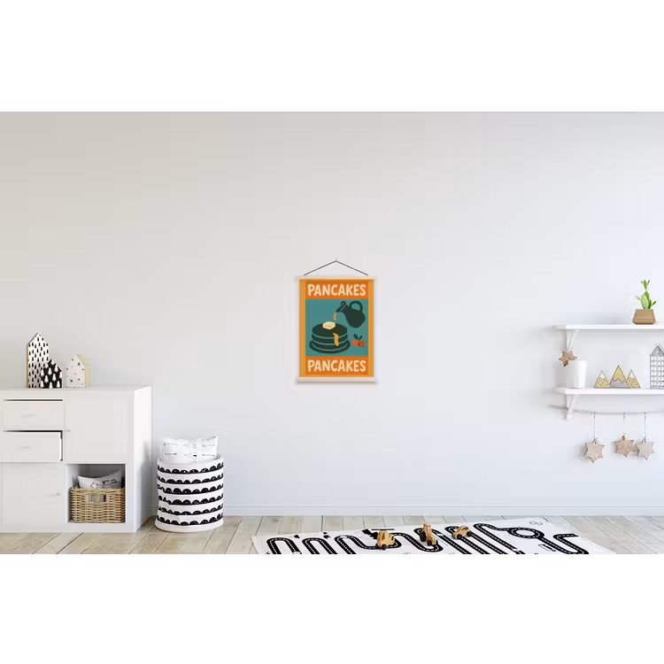 Pannenkoeken - Siroop - Illustratie - Oranje textielposter latten blank klein -kinderkamer