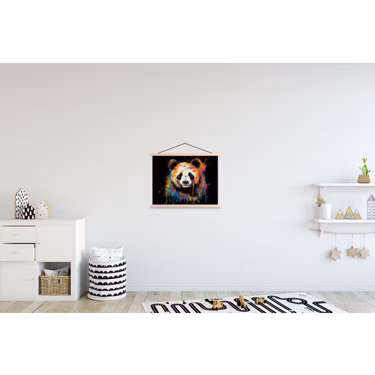 Panda - Graffiti - Dieren - Zwart - Kleuren textielposter latten blank klein -kinderkamer