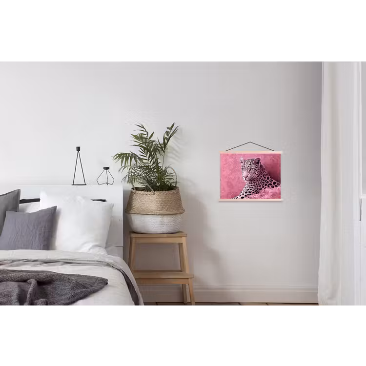 Panter - Luxe - Roze textielposter latten blank klein -woonkamer