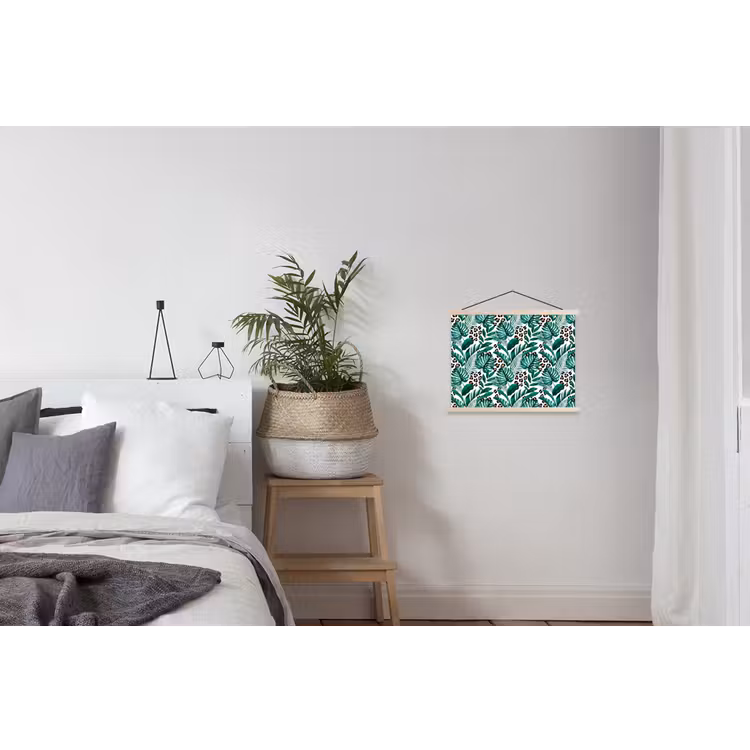 Panterprint - Bladeren - Jungle textielposter latten blank klein -woonkamer