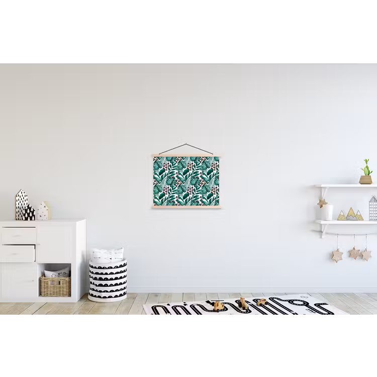 Panterprint - Bladeren - Jungle textielposter latten blank klein -kinderkamer