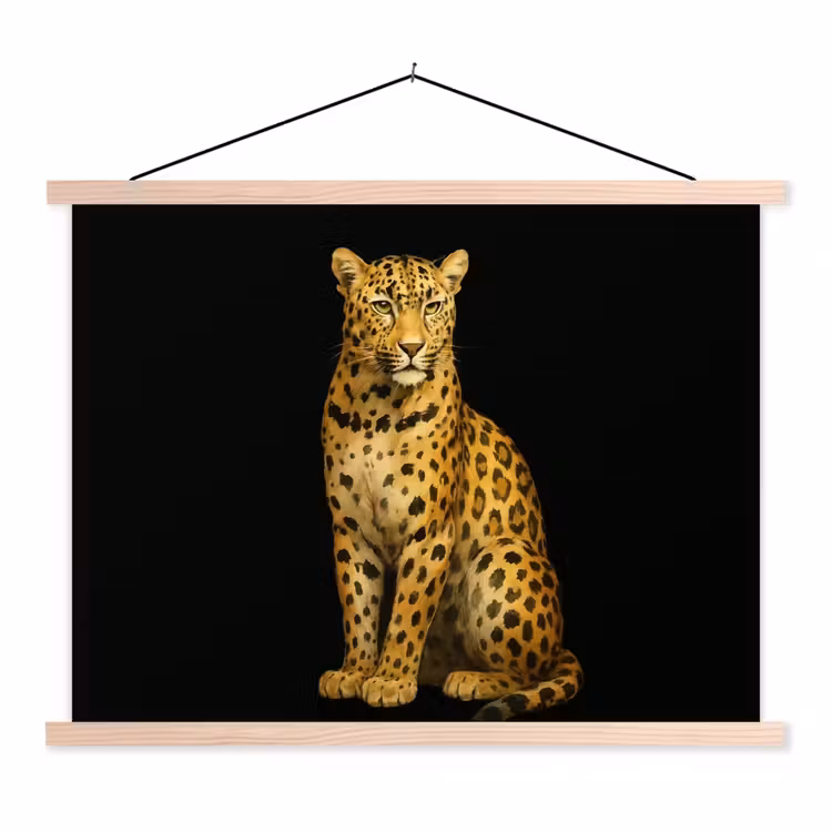 Panter - Realistisch - Bruin textielposter latten blank klein -3d