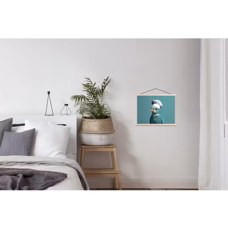Parkiet - Vogel - Koksmuts - Cute textielposter latten blank klein -woonkamer
