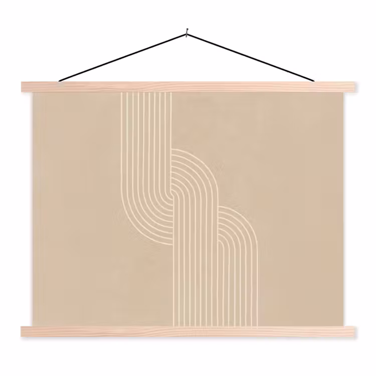 Parallelle lijnen - Lichte textuur - Beige textielposter latten blank klein -3d