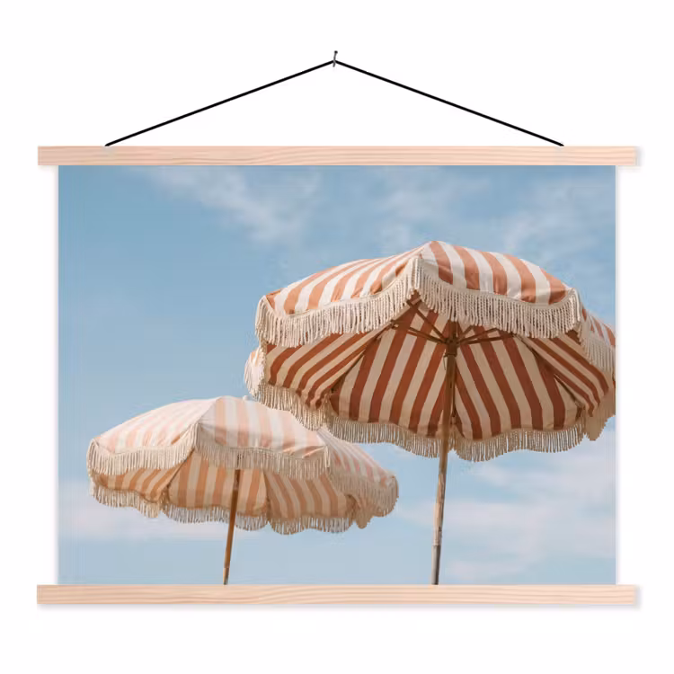 Parasol - Lucht - Rood textielposter latten blank klein -3d