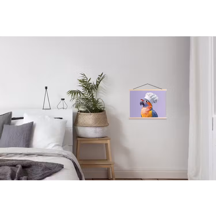 Papegaai - Koksmuts - Paars - Cute textielposter latten blank klein -woonkamer