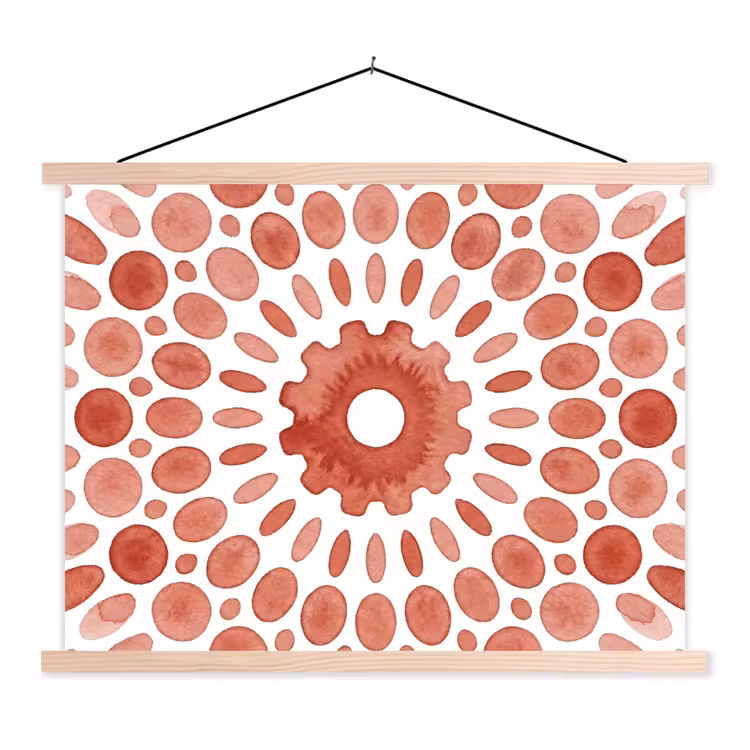 Patroon - Cirkels - Abstract - Modern - Rood textielposter latten blank klein -3d