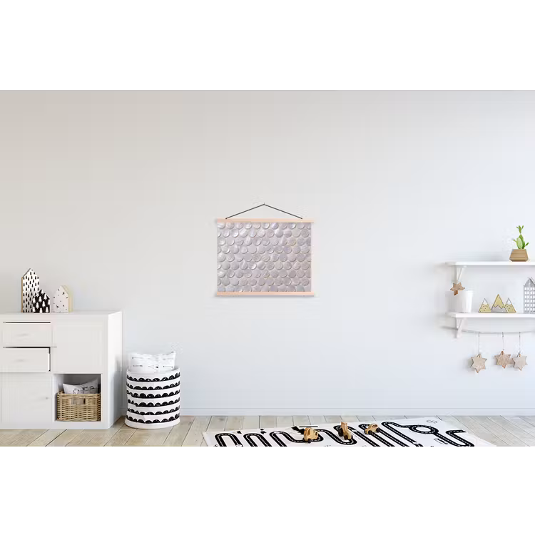 Patroon - Cirkels - Abstract - Modern - Wit textielposter latten blank klein -kinderkamer
