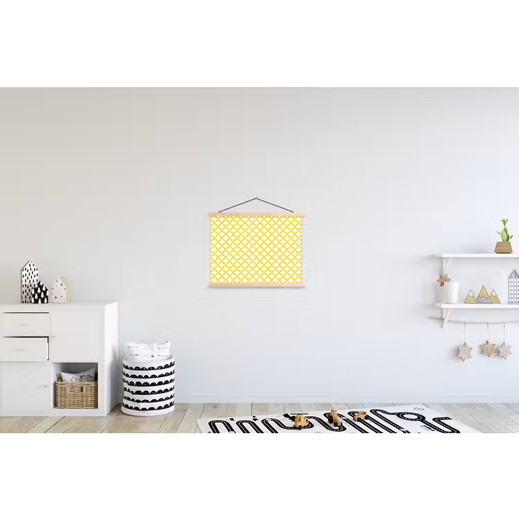 Patroon - Geometrisch - Klassiek - Geel textielposter latten blank klein 122 -kinderkamer
