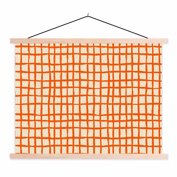 Patroon - Lijnen - Oranje textielposter latten blank klein 122 -3d