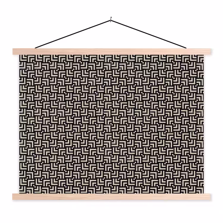 Patroon - Marmer - Zwart textielposter latten blank klein 122 -3d