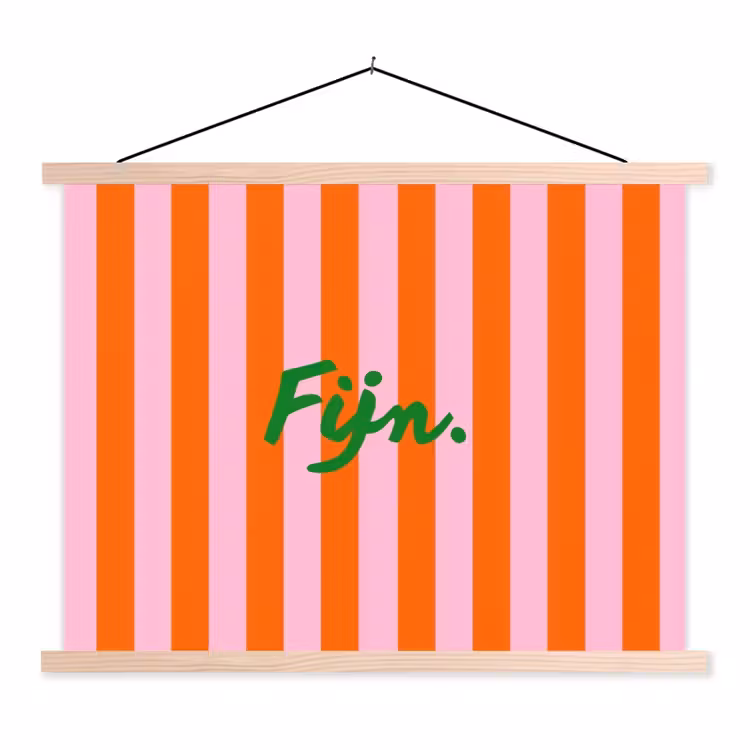 Patroon - Oranje - Fijn - Strepen textielposter latten blank klein -3d