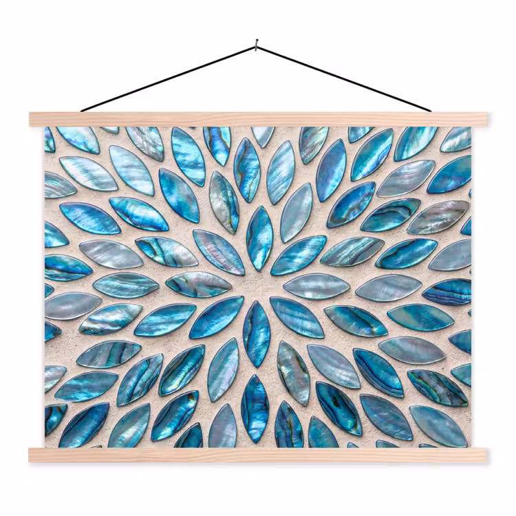Patroon - Glans - Abstract - Blauw - Decoratie textielposter latten blank klein -3d
