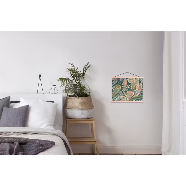 Patroon - Kleurrijk - Sierlijk - Groen textielposter latten blank klein -woonkamer