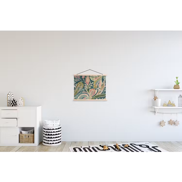 Patroon - Kleurrijk - Sierlijk - Groen textielposter latten blank klein -kinderkamer