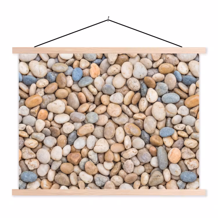 Kiezelstenen - Natuur - Textuur - Beige - Grijs textielposter latten blank klein -3d