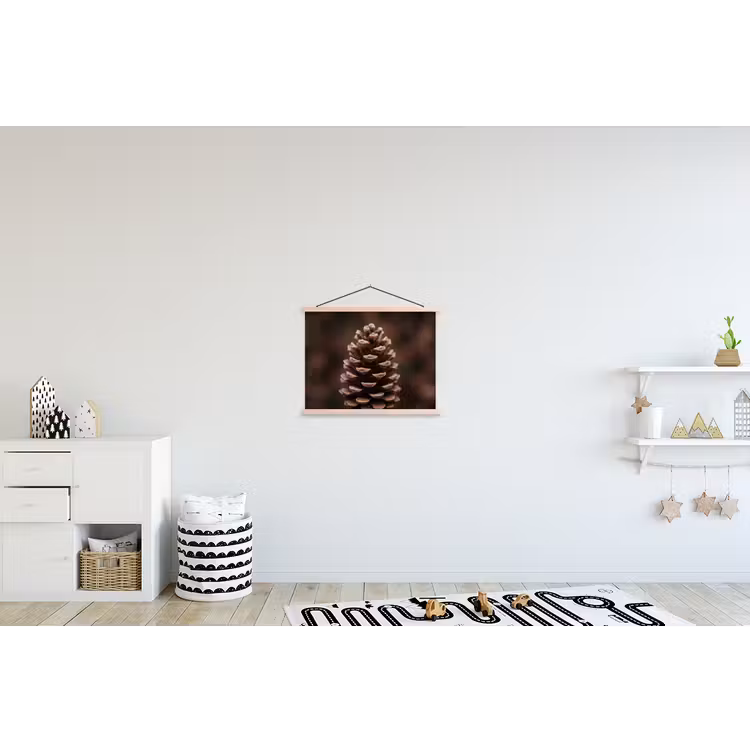 Dennenappel - Bos - Herfst - Bruin - Sfeervol textielposter latten blank klein -kinderkamer