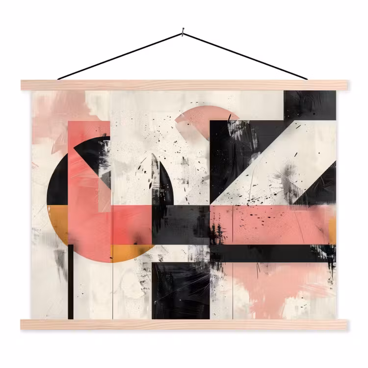 Roze - Abstract - Aesthetic - Modern - Vormen textielposter latten blank klein -3d