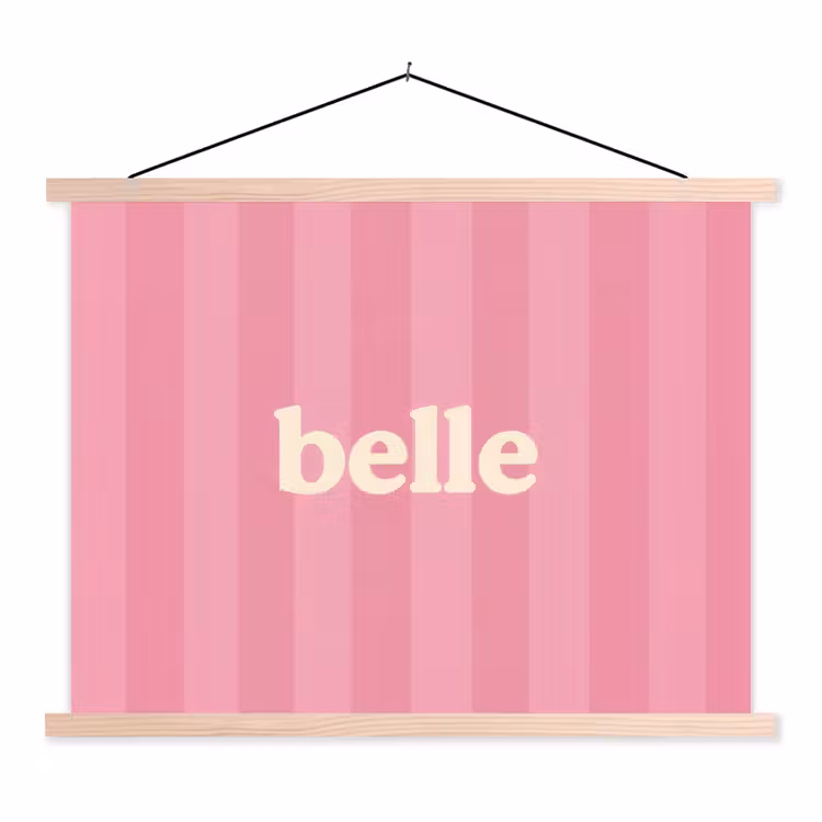 Roze - Gestreept - Belle textielposter latten blank klein -3d