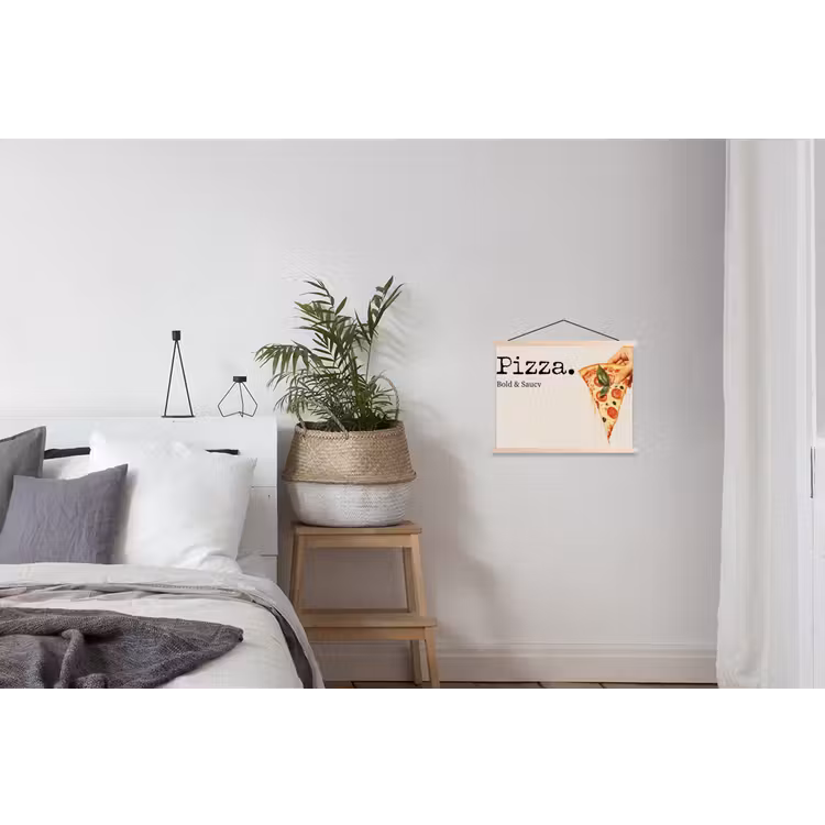 Pizza - Kaas - Pepperoni textielposter latten blank klein -woonkamer