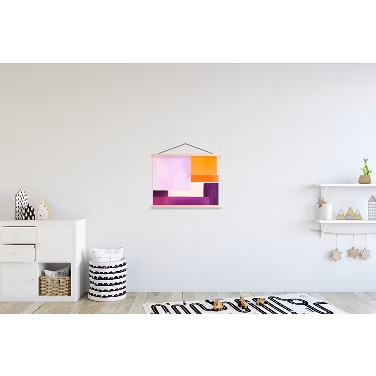 Vlakken - Abstract - Rechthoekig - Oranje textielposter latten blank klein -kinderkamer