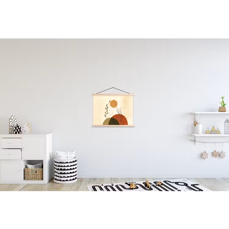 Planten - Abstract - Vormen textielposter latten blank klein -kinderkamer