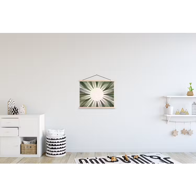 Planten - Abstract - Waterverf - Groen - Natuur textielposter latten blank klein -kinderkamer