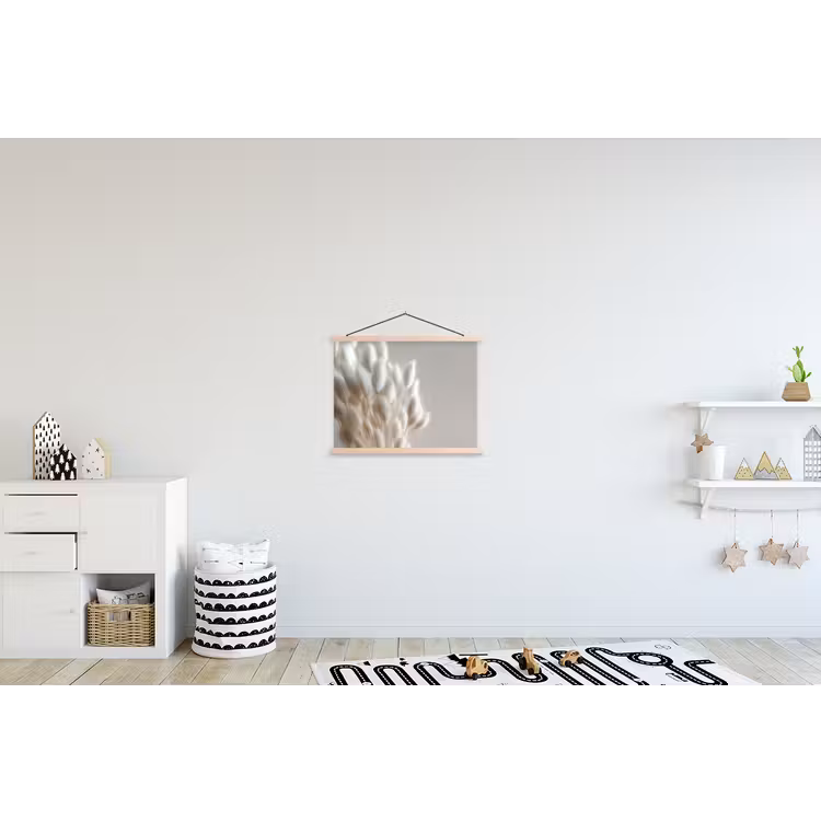 Pluimen - Beige - Minimalistisch textielposter latten blank klein -kinderkamer