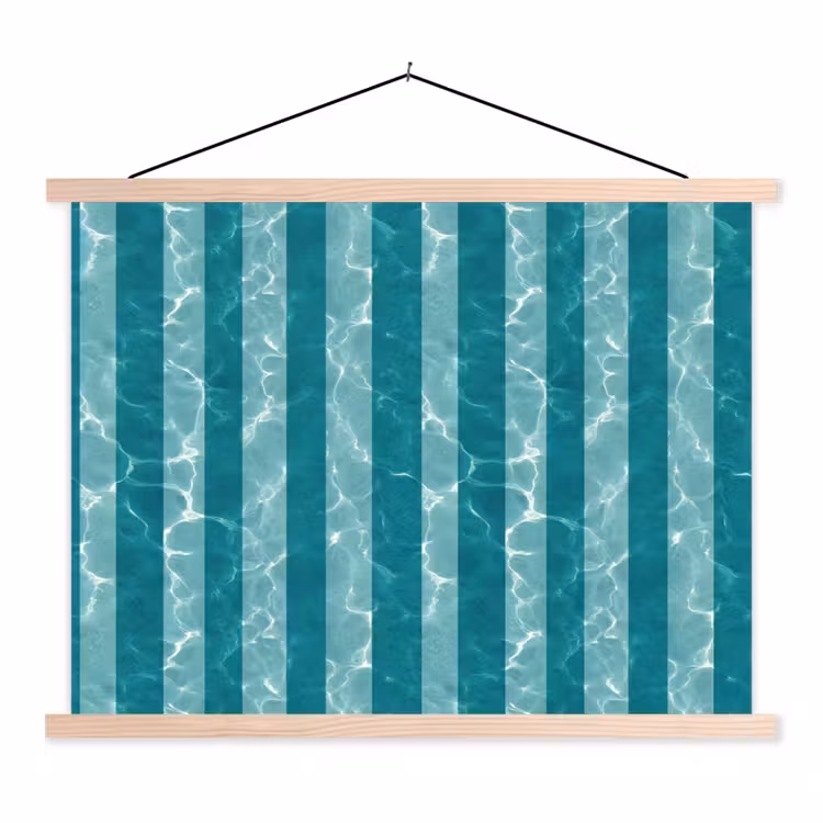 Zwembad - Strepen - Groen textielposter latten blank klein 122 -3d