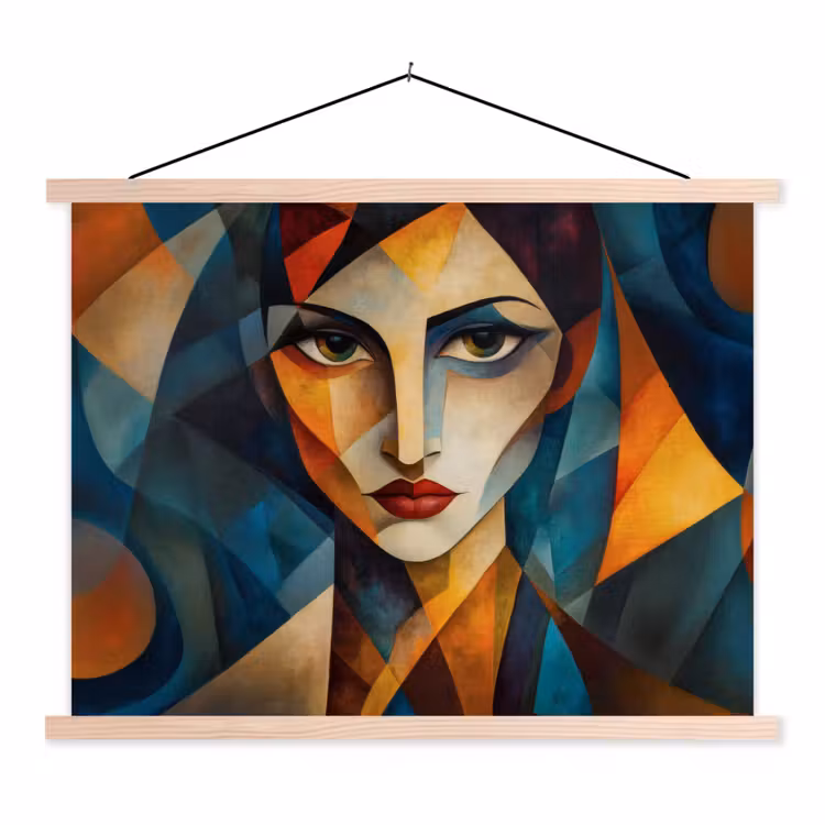 Portret - Abstract - Vormen textielposter latten blank klein -3d