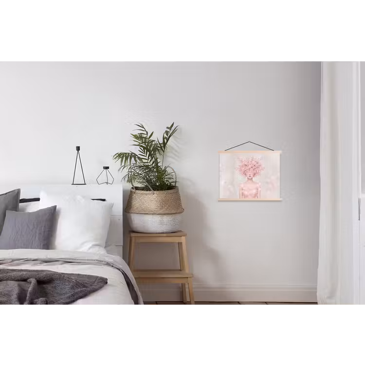 Portret - Kersenbloesem - Roze textielposter latten blank klein -woonkamer