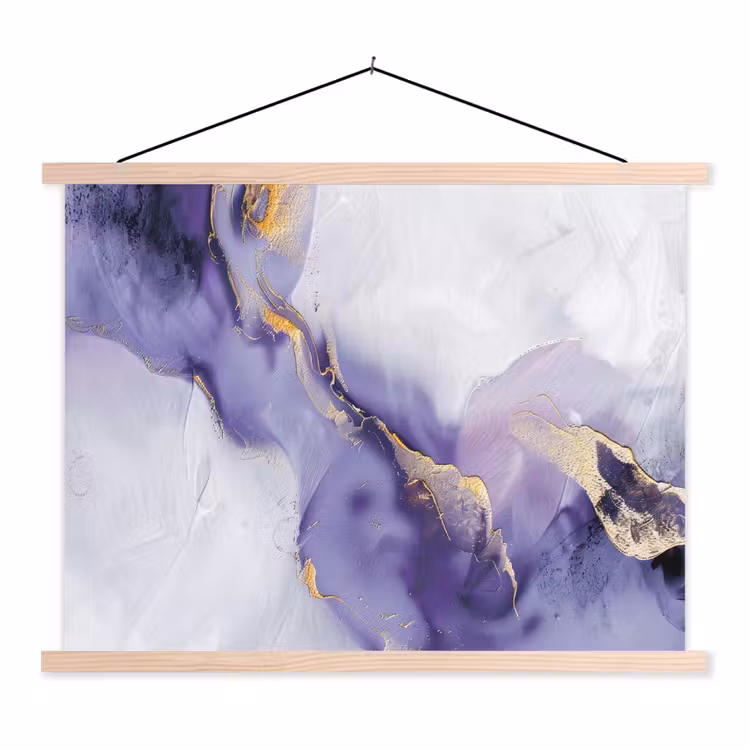 Paars - Modern - Marmer - Abstract textielposter latten blank klein -3d