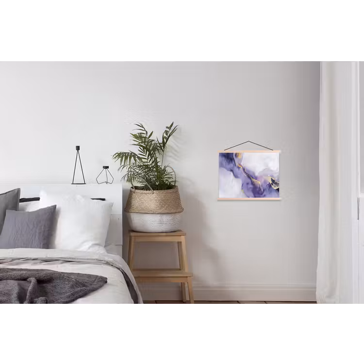 Paars - Modern - Marmer - Abstract textielposter latten blank klein -woonkamer