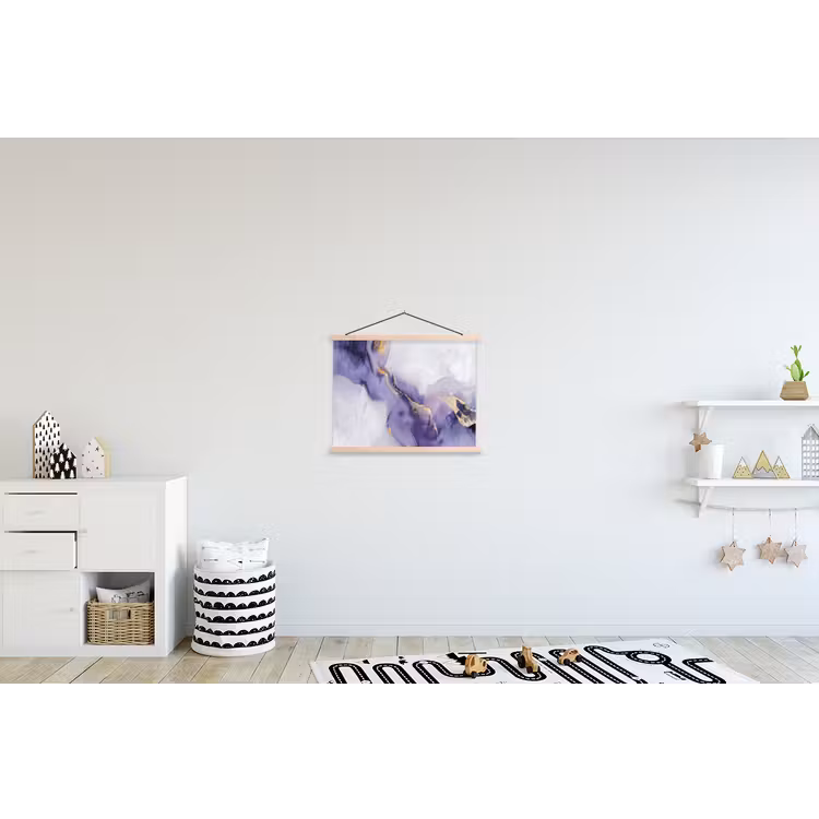 Paars - Modern - Marmer - Abstract textielposter latten blank klein -kinderkamer