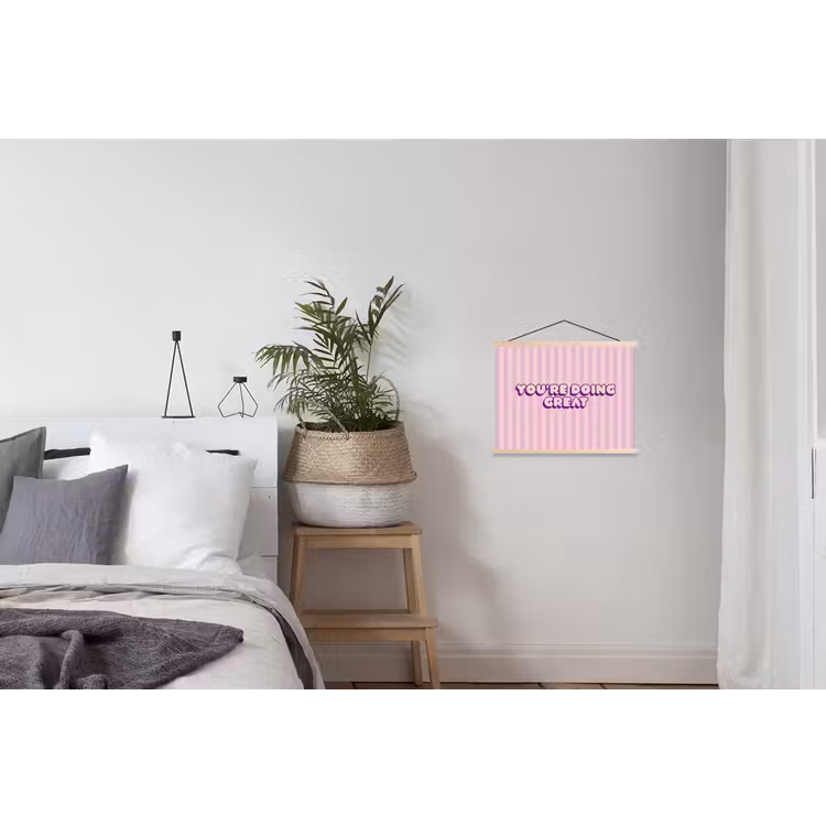 Paars - Strepen - You're doing great - Schaduw textielposter latten blank klein -woonkamer