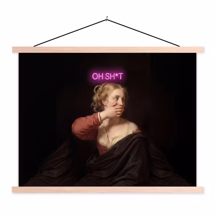 Quote - Neon - vrouw textielposter latten blank klein -3d